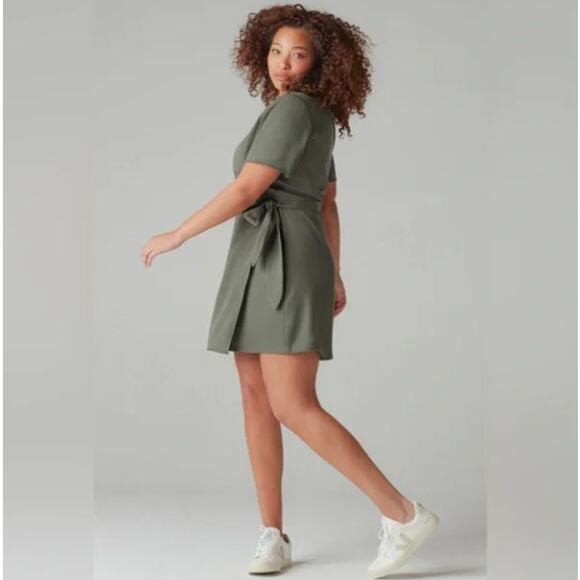 VETTA Capsule The Short Wrap Dress Olive Green Sz L {C28} - Picture 3 of 7